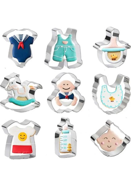 A-3 Tarzı Bebek Duş Malzemeleri Kek Dekorasyon Araçları Çerez Kesici Kalıp Ölür Cinsiyet Göstermek Biberon Arabası Onesie Sallanan At (Yurt Dışından)