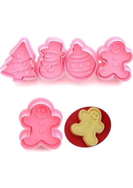4 Adet Tarzı Tamp Bisküvi Kalıp 3D Kurabiye Kesici Piston Fondan Sugarcraft Çikolata Kalıp Kek Noel Kurabiye Dekorasyon Araçları (Yurt Dışından) fiyatları