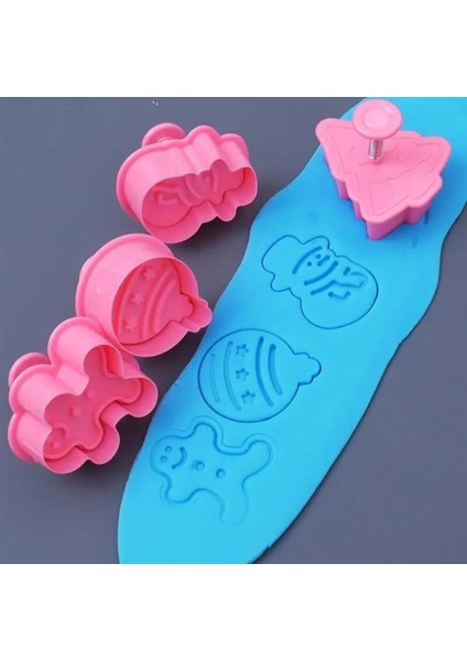 4 Adet Tarzı Tamp Bisküvi Kalıp 3D Kurabiye Kesici Piston Fondan Sugarcraft Çikolata Kalıp Kek Noel Kurabiye Dekorasyon Araçları (Yurt Dışından) fırsatları