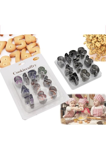 12PC Tarzı Paslanmaz Çelik Numaraları Çerez Kesici Seti Bisküvi Kalıbı Fondan Pasta Ekmek Sandviç Kalıpları Çocuklar Için Çerez Dekorasyon Kalıpları (Yurt Dışından) fiyatları