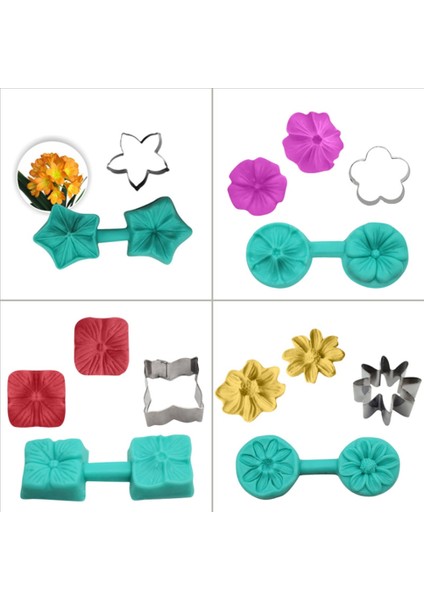 C Stili Çiçek Çiçeği Şeker Sanat Kalıp 4 Stilleri Paslanmaz Çelik Kesici Kek Fondan Kalıp Seti ile Çiçek Petal Veiner Silikon Kalıplar (Yurt Dışından) fiyatları