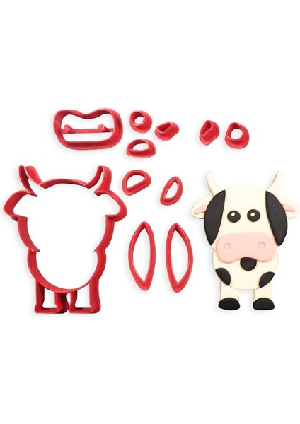 N5730 Inek 5 Inç Stili Güzel Bebek Hayvanlar Aslan Zebra Zürafa Kaplan Domuz Inek Ayı Fondan Çerez Kesiciler Cupcake Üst Bebek Doğum Günü Pastası Dekorasyon (Yurt Dışından)
