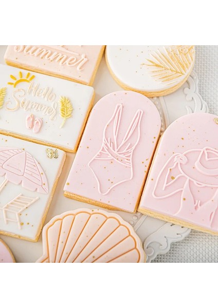 QA0221 Stili Kek Dekorasyon Aracı Yaz Plaj Kız Çerez Damgası Embosser Kesici Akrilik Fondan Şeker El Sanatları Kek Damgası Kalıp Çerez Kesici (Yurt Dışından) modelleri