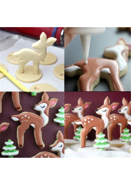 Koyu Gri Tarzı Elk Geyik Şekli Noel Kurabiye Kesici Fondan Damga Kek Kabartma Kurabiye Kalıbı Sugarcraft Noel Pişirme Pasta Kurabiye Kesici (Yurt Dışından) modelleri