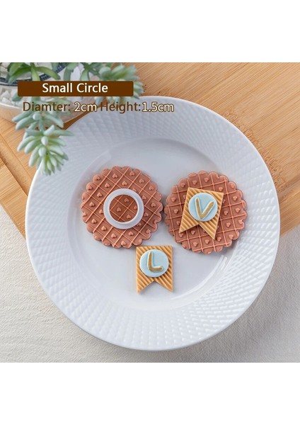 PC0318-KÜÇÜK Daire Stili Geometrik Aşk Desen Sevgililer Günü Fondan Bisküvi Kalıbı Ingilizce Mektup 3D Kabartma Damga Düğün Doğum Günü Partisi Pişirme Aracı (Yurt Dışından)