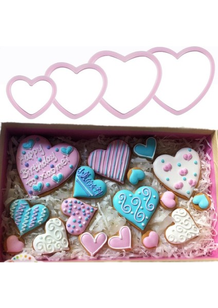 4 Adet Kalp Şekli Kurabiye Kesiciler Fondan Kek Dekorasyon Araçları Plastik Kalıp Sugarcraft Şeker Bisküvi Kalıp Mutfak Bakeware Araçları (Yurt Dışından)