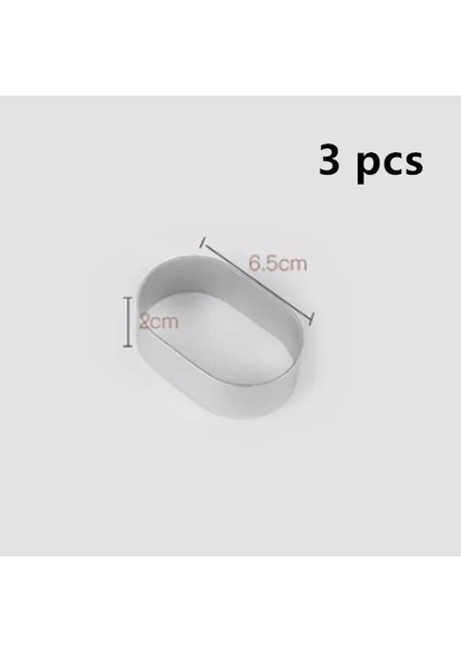 Oval 3 Adet Tarzı Paslanmaz Çelik Çerez Kesici Seti Yuvarlak Şekil Kek Fondan Kalıp Taşınabilir Bisküvi Kalıbı Mutfak Alet Pişirme Aksesuarları (Yurt Dışından)