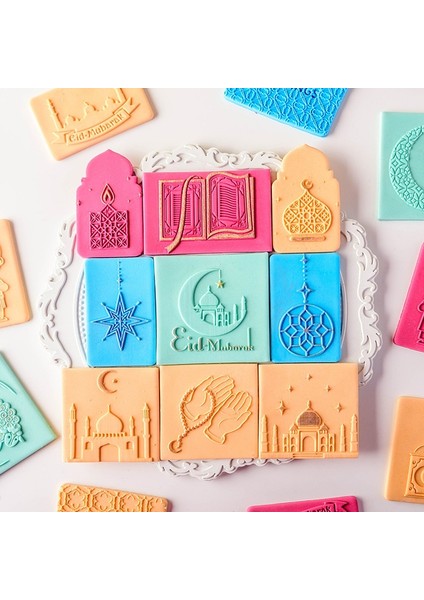 Desen E Damga Stili Eid Mubarak Çerez Kesiciler Pullar Ramazan Islam Müslüman Bisküvi Kalıpları Fener Kilise Kurabiye Araçları Pişirme Için Fondan Malzemeleri (Yurt Dışından) fiyatları