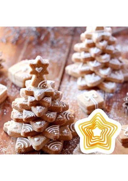 6 Adet Yıldız Tarzı 3D Noel Ağacı Kurabiye Kesici Kalıp Yıldız Şekli Bisküvi Kulesi Noel Dekorasyon Fondan Bisküvi Kek Kalıpları Noel Pişirme Araçları (Yurt Dışından) fırsatları