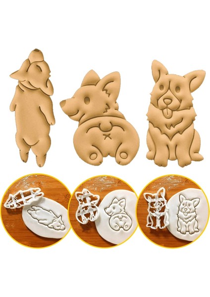 3 Adet Set Stili Et Çerez Kesiciler Kalıp Corgi Köpek Şekilli Dıy Bisküvi Pişirme Aracı Çocuklar Için Sevimli Hayvan Çerez Damgası Mutfak Eşyaları Bakeware (Yurt Dışından) fiyatları