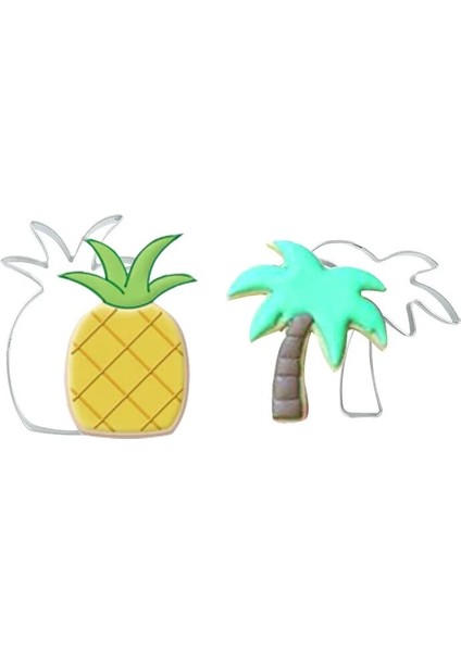 A08-1 Adet Tarzı Paslanmaz Çelik Fondan Kek Pişirme Kalıbı Flamingo Kaktüs Ananas Palmiye Ağacı Şekli Çerez Bisküvi Kesici Dekorasyon Kalıpları (Yurt Dışından)