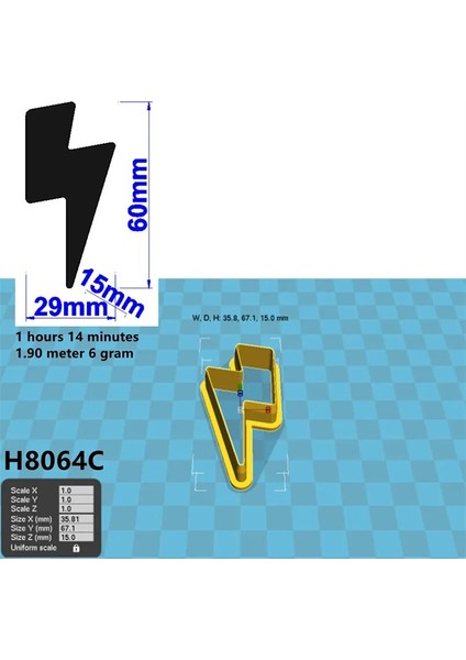 H8064C Stili Yıldırımlar,3d Tasarım Kurabiye Kesiciler,suşi ve Meyveler Pasta Süsleme Araçları (Yurt Dışından)