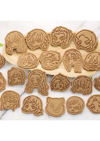 H16-RASTGELE Renk Stili Tyles Anime Demon Slayer 3D Damga Kurabiye Kalıbı Dıy Dekorasyon Pasta Kesici Fondan Pişirme Kalıp Aracı (Yurt Dışından)