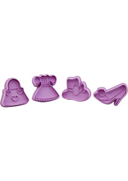 Kız Set Stili 4 Adet Bisküvi 3D Plastik Push-Tipi Noel Çerez Damgası Bisküvi Kalıbı Çerez Kesici Ebeveyn-Çocuk Dıy Kalıp Kek Dekorasyon Araçları (Yurt Dışından)