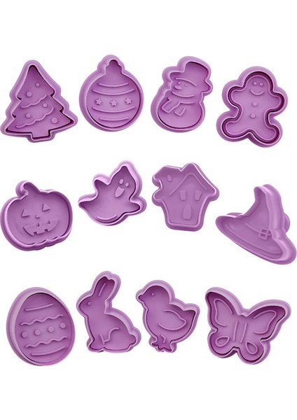 Kız Set Stili 4 Adet Bisküvi 3D Plastik Push-Tipi Noel Çerez Damgası Bisküvi Kalıbı Çerez Kesici Ebeveyn-Çocuk Dıy Kalıp Kek Dekorasyon Araçları (Yurt Dışından) fiyatları