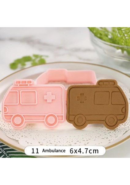 11 Ambulans Tarzı Karikatür Araba 3D Çerez Kesiciler Araba Kamyon Denizaltı Helikopter Bisküvi Damga Kalıp Piston Dıy Pişirme Kalıp Kek Dekorasyon Araçları (Yurt Dışından) fiyatları