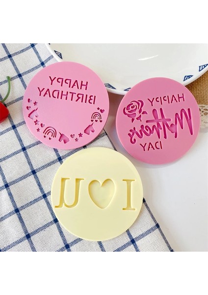 Yaci Shop TXFE001 Stili 2022 Doğum Günü Paskalya Kek Aracı Bebek Mutlu Anne Babalar Günü Mektubu Kabartmalı Kesici Kalıp Çerez Kesici Damga Fondan Dekorasyon (Yurt Dışından)