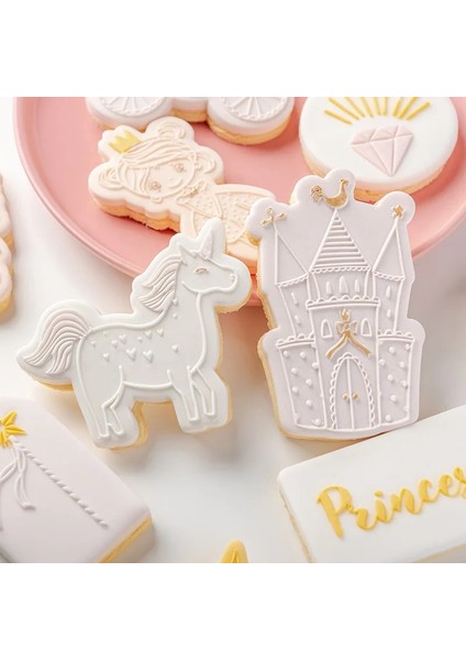 QA0442 Stili Unicorn Kelebek Kale Prenses Kek Çerez Basın Damga Embosser Kesici Akrilik Fondan Şeker El Sanatları Kek Kek Dekorasyon Aracı (Yurt Dışından)