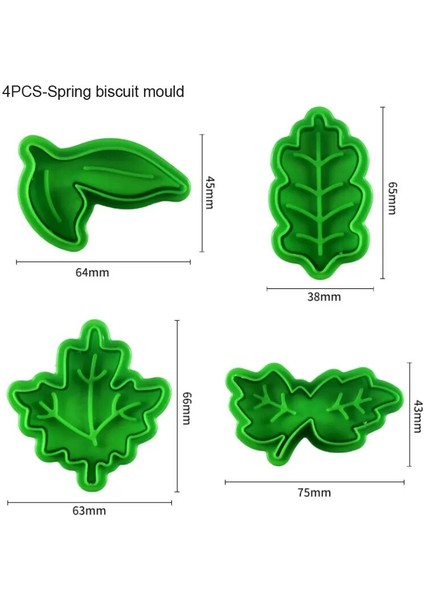 4pcs-07 Tarzı Birçok Yaprak Kalıp Çerez Kesici Çikolatalı Kek Kalıbı Fudge Pasta Pişirme Aletleri Kek Aracı Bisküvi Kalıbı Bitki Yaprak Kalıbı (Yurt Dışından)
