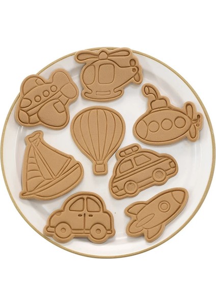 08 Uçak Stili Karikatür Araba 3D Çerez Kesiciler Araba Kamyon Denizaltı Helikopter Bisküvi Damga Kalıp Piston Dıy Pişirme Kalıp Kek Dekorasyon Araçları (Yurt Dışından) indirimleri