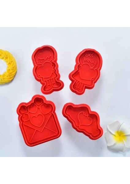Beyaz B Stili 4 Adet Kalp Çerez Kesici Seti Panda Ayı Fondan Pullar 3D Şeker Bisküvi Piston Kesiciler Sevgililer Günü Pastaları Için Pasta Dekorasyon (Yurt Dışından) modelleri