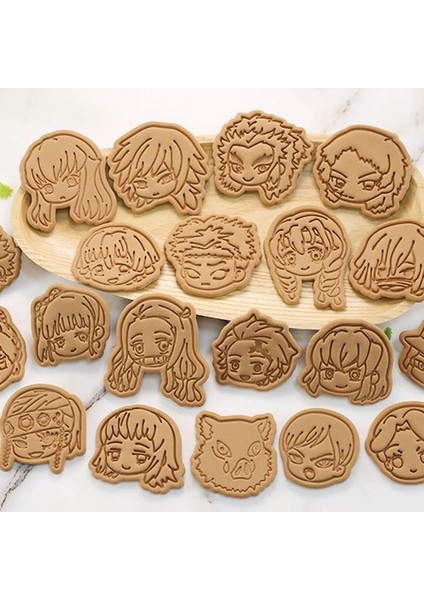 H15-RASTGELE Renk Stili Tyles Anime Demon Slayer 3D Damga Kurabiye Kalıbı Dıy Dekorasyon Pasta Kesici Fondan Pişirme Kalıp Aracı (Yurt Dışından)