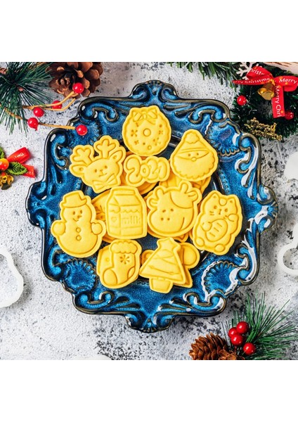 Noel Ağacı Stili Sevimli Noel Santa Kardan Adam Kurabiye Kesiciler Karikatür Bisküvi Kalıp Kurabiye Kek Decoratiing Damga Mutfak Pişirme Kurabiye Araçları (Yurt Dışından) fiyatları