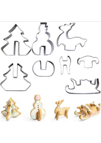 8 Adet-M Tarzı 3D Noel Ağacı Geyik Kardan Adam Kızak Kurabiye Kalıbı Paslanmaz Çelik Kek Fondan Kalıpları Çerez Baskı Kesici Pişirme Aksesuarları (Yurt Dışından) indirimleri