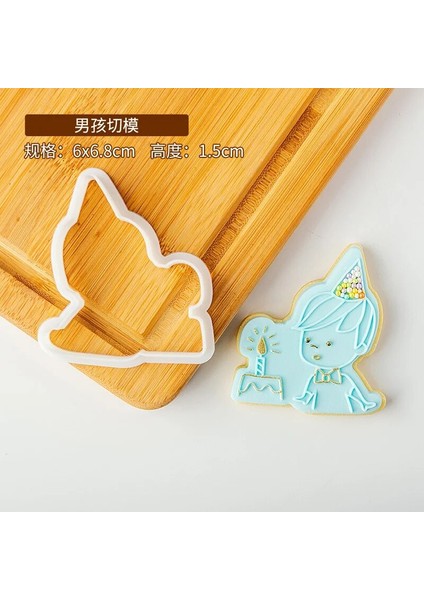 PC0096 Stili Kek Dekorasyon Aracı Kek Kurabiye Basın Damgası Bebek Duş Mutlu Doğum Günü Kabartma Kesici Akrilik Fondan Şeker El Sanatları Pasta Kalıbı (Yurt Dışından)