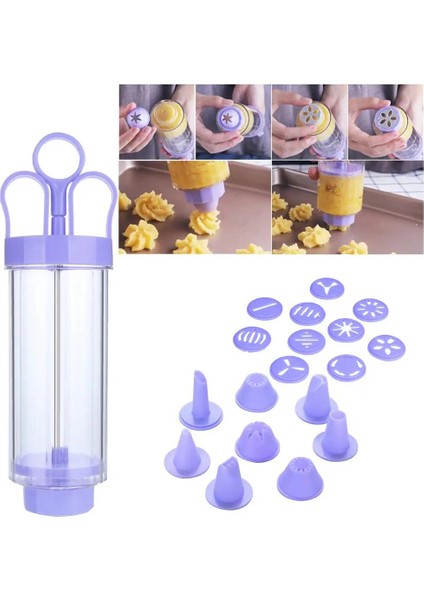 1 Takım Stili Kurabiye Bisküvi Yapma Makinesi Pompa Pres Makinesi Dekor Mutfak Kalıp Alet Takımı Çerez Kek Kalıbı Tabancası Bakeware (Yurt Dışından)