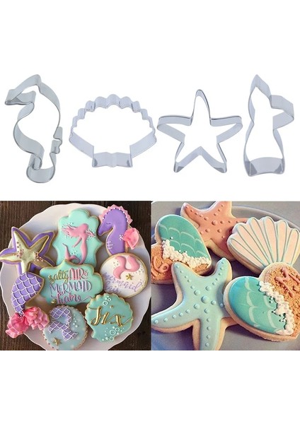 No.1 Tarzı Paslanmaz Çelik Çerez Kesici Bisküvi Kabuk Denizyıldızı Hipokampus Çerez Pulları Bakeware Bisküvi Kalıp Mermaid Parti Pişirme Aracı (Yurt Dışından) fiyatları