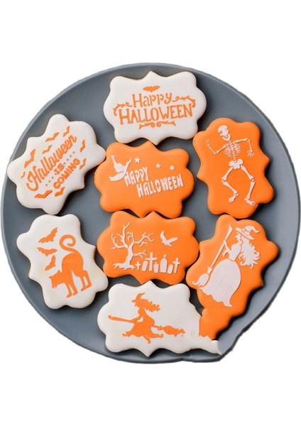 H392 Stili Mutlu Cadılar Bayramı Kurabiyeleri Stencil Kesici Kahve Kek Şablonları Şablon Bisküvi Fondan Kalıp Kek Dekorasyon Araçları Bakeware (Yurt Dışından)