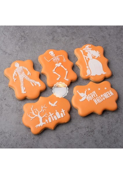 H392 Stili Mutlu Cadılar Bayramı Kurabiyeleri Stencil Kesici Kahve Kek Şablonları Şablon Bisküvi Fondan Kalıp Kek Dekorasyon Araçları Bakeware (Yurt Dışından)