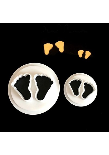 2 Adet Tarzı 2 Adet Bebek Ayak Çerez Kesiciler Sevimli Plastik 3D Karikatür Basılabilir Bisküvi Kalıbı Damga Mutfak Pişirme Pasta Bakeware Kalıp (Yurt Dışından)
