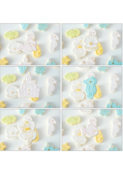 Kabuklu Kesici Kalıp Stili Sevimli Karikatür Deniz Hayvanı Deniz Kızı Çerez Piston Kesiciler Fondan Kek Kalıbı Bisküvi Sugarcraft Kek Dekorasyon Araçları Kurabiye Damgası (Yurt Dışından) indirimleri