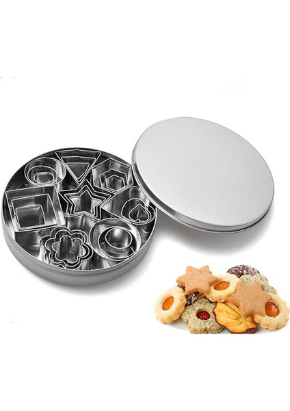 24 Adet Paslanmaz Çelik Kurabiye Kesici Seti Kalp Şeker Kalıbı Bisküvi Kalıpları (Yurt Dışından)