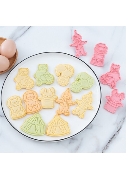 6 Adet Bir Set Stili Et Sirk Preslenebilir Damgalı Bisküvi Çerez Kesiciler Kalıp 3D Karikatür Aslan Buzlanma Plastik Pres Kalıp Kek Pişirme Araçları (Yurt Dışından) indirimleri