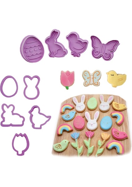 J01 Stili 1 Takım Paskalya Tavşanı Desen Plastik Pişirme Kalıp 3D Çerez Kesici Piston Dıy Pişirme Pasta Modelleme Araçları Mutfak Dekorasyon (Yurt Dışından) fiyatları