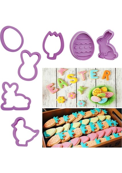J01 Stili 1 Takım Paskalya Tavşanı Desen Plastik Pişirme Kalıp 3D Çerez Kesici Piston Dıy Pişirme Pasta Modelleme Araçları Mutfak Dekorasyon (Yurt Dışından) modelleri