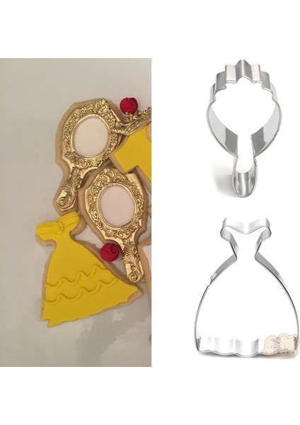 1x Prenses Elbise Stili Atisserie Reposteria Prenses Elbise Aynası Metal Çerez Kesici Fondan Kek Dekor Araçları Cupcake Yonca Bisküvi Dıy Kalıp (Yurt Dışından) modelleri