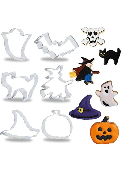 B04-1 Adet Tarzı Cadılar Bayramı Dekor Çerez Kesici Kabak Hayalet Cadı Paslanmaz Çelik Bisküvi Kek Kalıbı Cadılar Bayramı Partisi Için Ev Pişirme Araçları (Yurt Dışından) modelleri