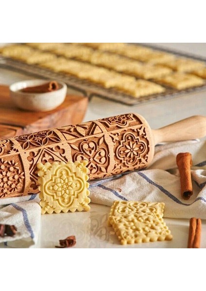 Bir Stil Noel Yuvarlanan Kaya Kar Tanesi Elk Ahşap Yuvarlanan Kabartma Pişirme Kurabiye Bisküvi Fondan Kek Desenli Rulo 35*5cm (Yurt Dışından) fiyatları