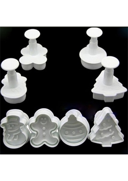 Gri Tarzı 4 Adet Bisküvi 3D Plastik Push-Tipi Noel Ebeveyn-Çocuk Dıy Fondan Çömlek Kalıp Kurabiye Kesici Kek Dekorasyon Araçları (Yurt Dışından) fiyatları