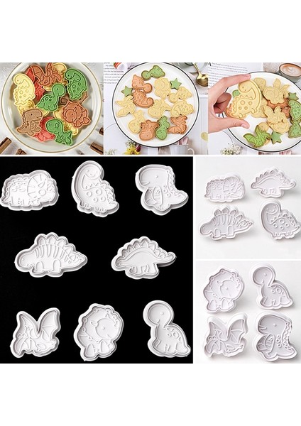 4 Adet B Tarzı Et Dinozor Şekli Çerez Kesiciler Plastik 3D Karikatür Bisküvi Kalıp Çerez Damgası Mutfak Pişirme Pasta Bakeware (Yurt Dışından) fiyatları