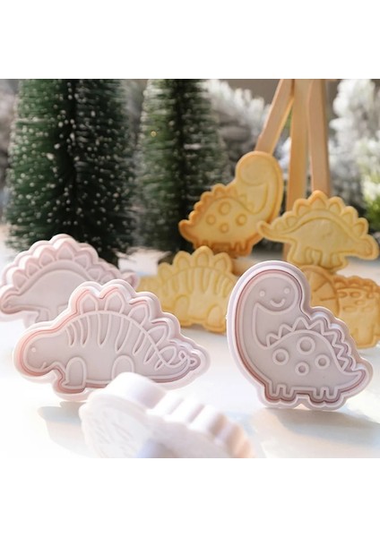 4 Adet B Tarzı Et Dinozor Şekli Çerez Kesiciler Plastik 3D Karikatür Bisküvi Kalıp Çerez Damgası Mutfak Pişirme Pasta Bakeware (Yurt Dışından) indirimleri