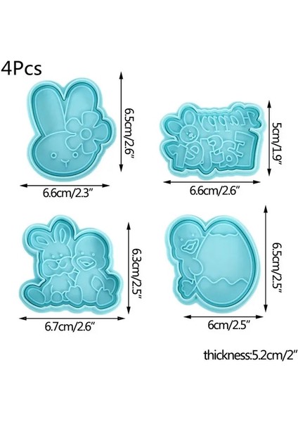 B02 Stili Paskalya Kurabiye Kalıbı Hayvan Tavşan Yumurtaları Fondan Bisküvi Kesici Ev Bahar Paskalya Günü Partisi Için Kek Dekor Dıy Pişirme Aracı (Yurt Dışından)