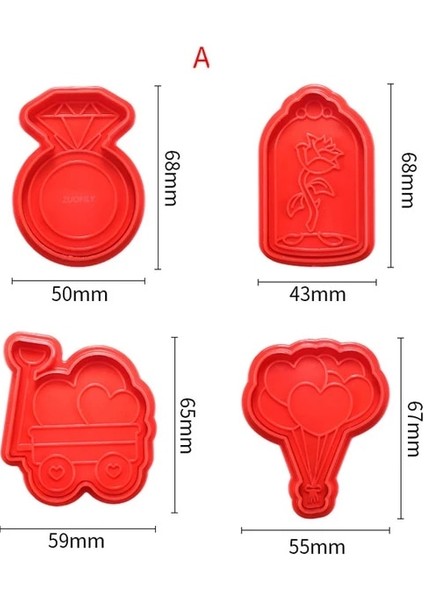 Bir Set Stili Reative Kalp Şeklinde Çerez Kesici Set Aşk Dıy Sevgililer Günü Bisküvi Kalıp Pişirme Araçları Kek Dekorasyon Kalıp Mutfak (Yurt Dışından)