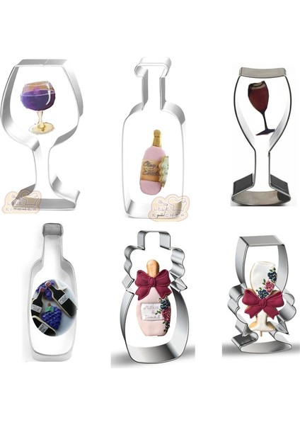Şarap Kadehi 1 Stil 1 Adet Düğün Şarap Cam Şampanya Şişesi Metal Çerez Kesici Fondan Kek Dekor Bisküvi Çikolata Kalıp Pasta Araçları (Yurt Dışından) fiyatları