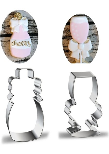 Şarap Kadehi 1 Stil 1 Adet Düğün Şarap Cam Şampanya Şişesi Metal Çerez Kesici Fondan Kek Dekor Bisküvi Çikolata Kalıp Pasta Araçları (Yurt Dışından) fırsatları