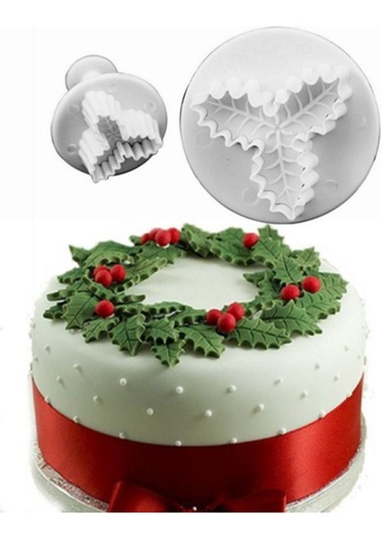 Yaci Shop SDJ909029-3PCS Tarzı Et Çerezler Kesici Aletler Holly Yapraklı Kek Kurabiye Kalıbı Sugarcraft Fondan Dekorasyon Piston Kesiciler Kalıp Bakeware Araçları (Yurt Dışından)